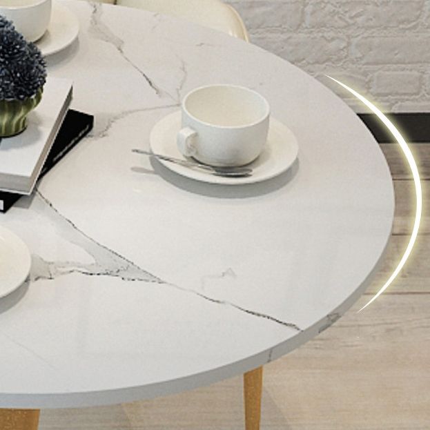 1/3/4/5 Pcs Metal Glam Dining Room Set with Round Table Dinette Set