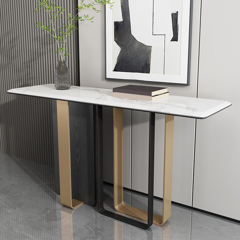 Rectangle Slate Console Table 33.5 Inch Height Glam End Table