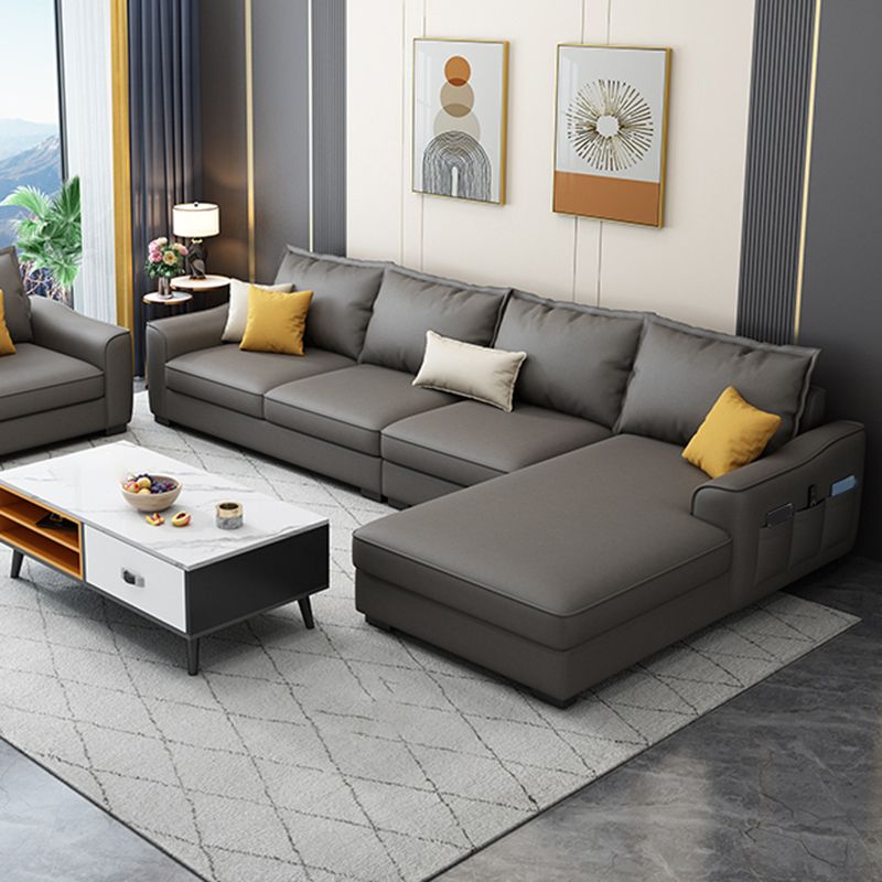 35.4"H Faux Leather Flared Arm Sofa & Chaise for Living Room