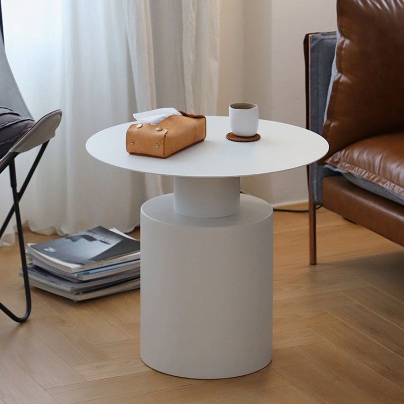 Black/White Pedestal Coffee Table Metal Round Cocktail Table