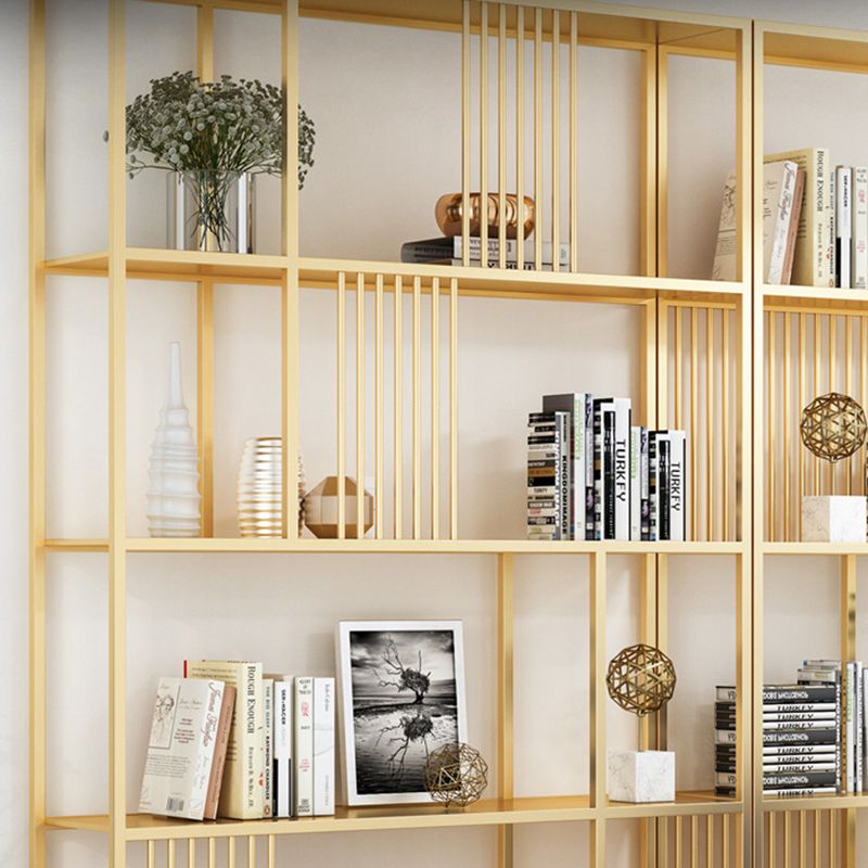 Glam Metal and Wood Shelf Bookcase Etagere Open Home Book Shelf with 5 Shelves
