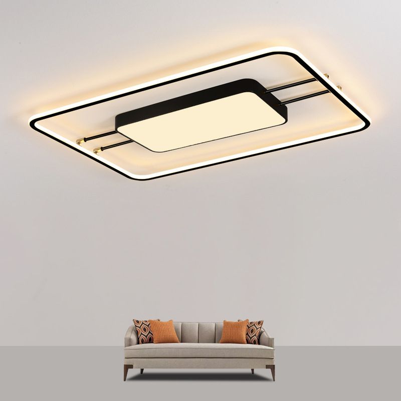 Moderne rechteckige LED-Unterputzleuchte aus Metall für das Wohnzimmer mit Acrylschirm