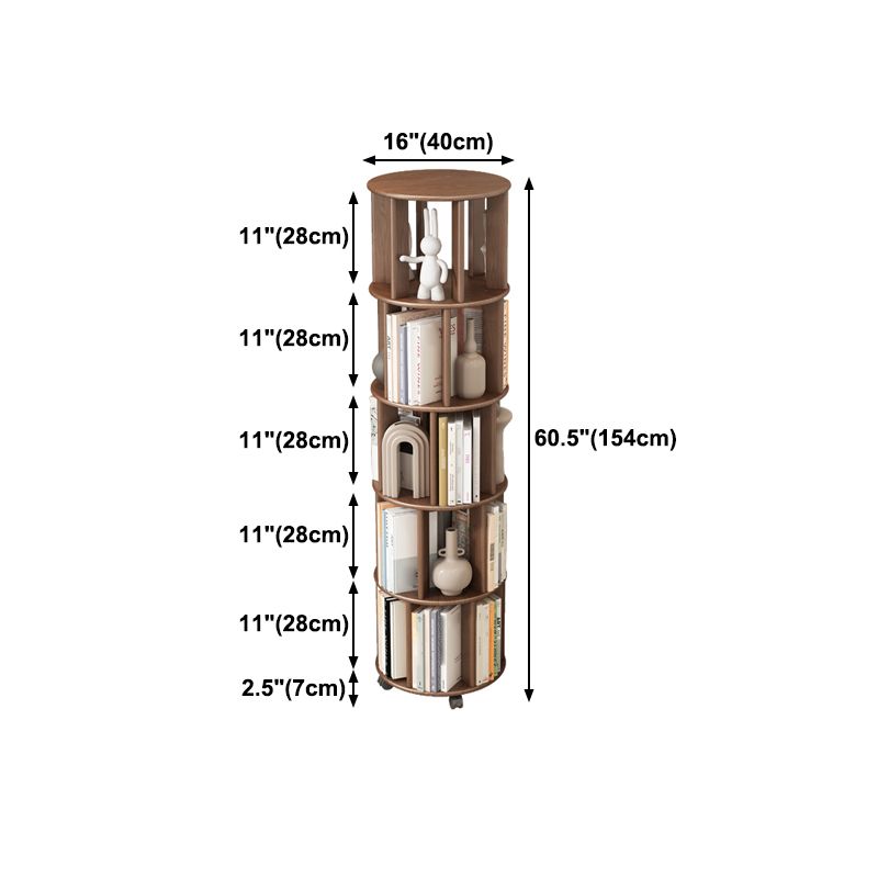 Scandinavian Style Bookshelf with Casters Bookcase for Home Office Study Room