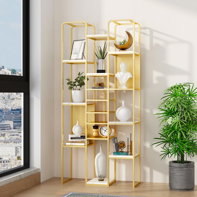 Glam Style Metal Bookshelf Open Etagere Shelf Bookcase for Home Office