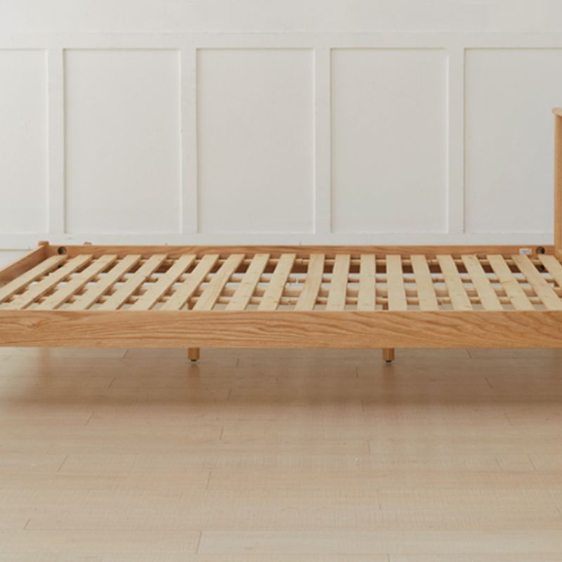 Scandinavian Solid Color Oak Mattress Included with Headboard Slat Bed