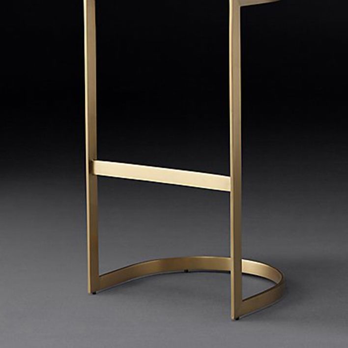 Glam Restaurant Footrest Bar Stool Gray Leather Backless Stool