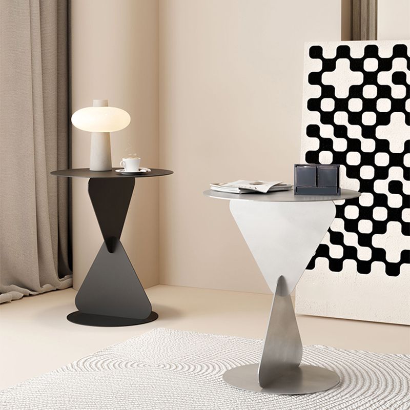 Modernistic Round Top Side Table Metal Pedestal End Table for Living Room