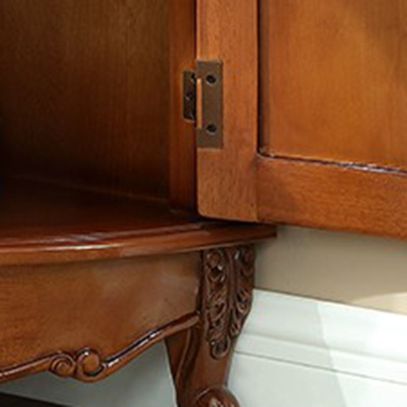 38.58"/47.24" Tall Brown Corner Cabinet , Wooden Storage Cabinet