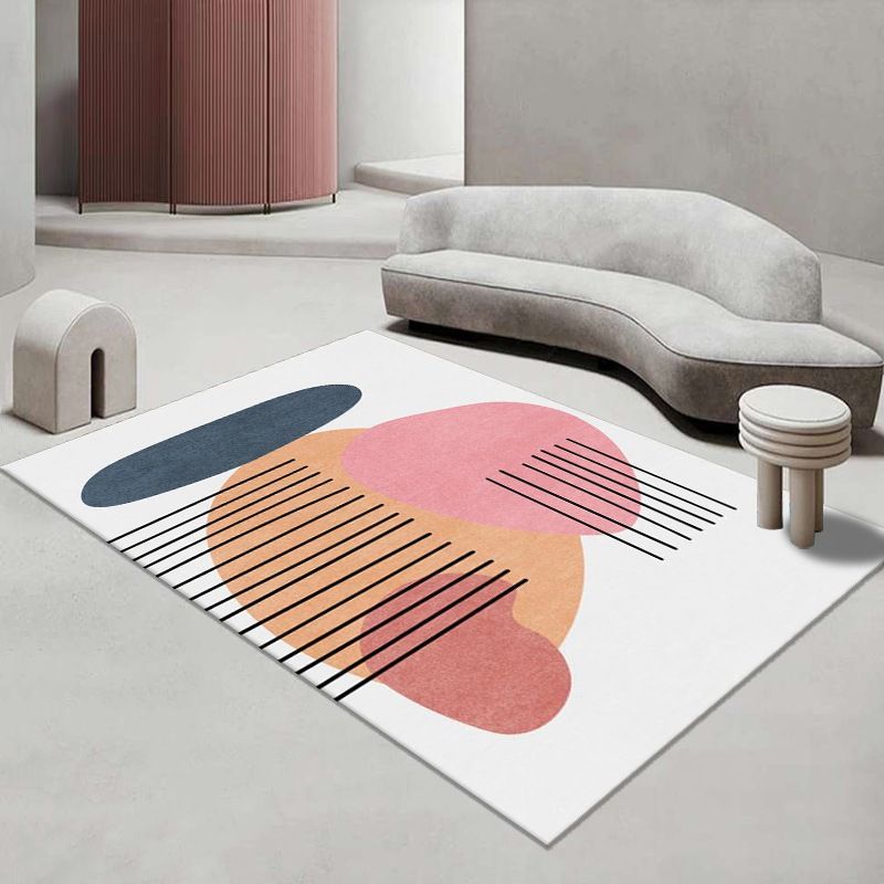 Pink Color Block Area Rug Polyester Modern Indoor Rug Washable Rug for Living Room