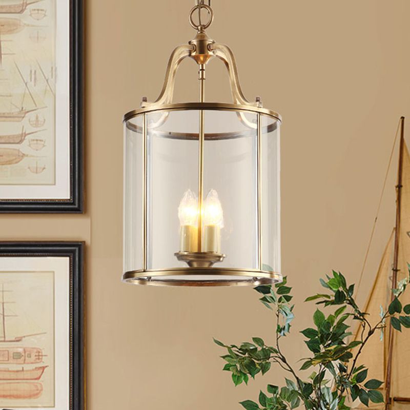 Cylinder Chandelier Light Fixture Traditional Glass Pendant Lighting for Restaurant