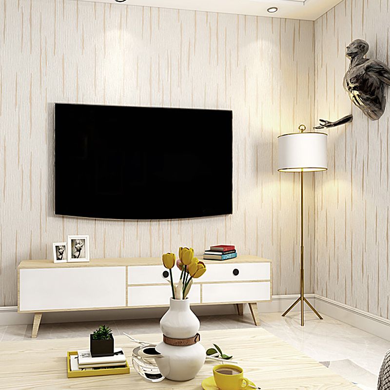 Non-Woven Temporary Wallpaper Simplicity Stripes Wall Covering in Light Color, Self Stick