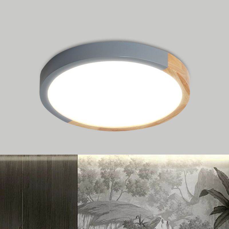 Circular Close to Ceiling Lighting Modernist Metal 12"/15"/19" Wide LED Flush Mount Light in Beige