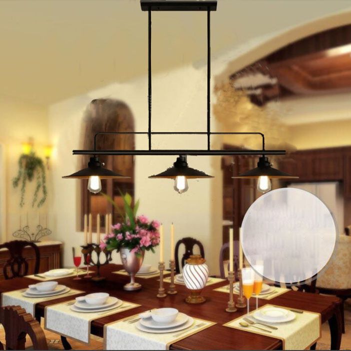 Luz colgante de isla de hierro forjado en la luz de techo interior geométrica de estilo industrial con marco de hierro