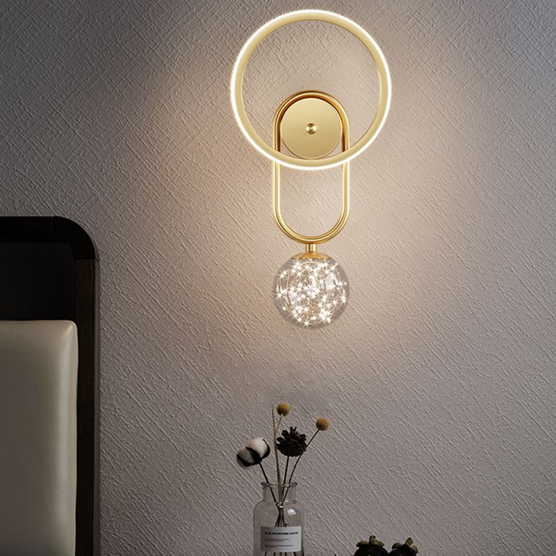 Glass Round Shape Wall Light Modern Style 2-Lights Wall Mount Light Fixture