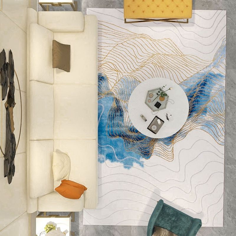 Modern Room Rug Multi Colored Abstract Pattern Rug Polypropylene Non-Slip Pet Friendly Carpet