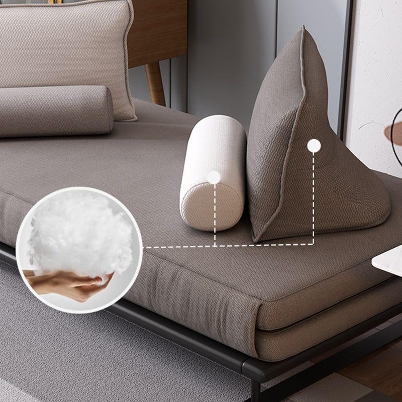 Modern Style Convertible Sofa Round Arm Upholstered Sofa Bed with Mattress