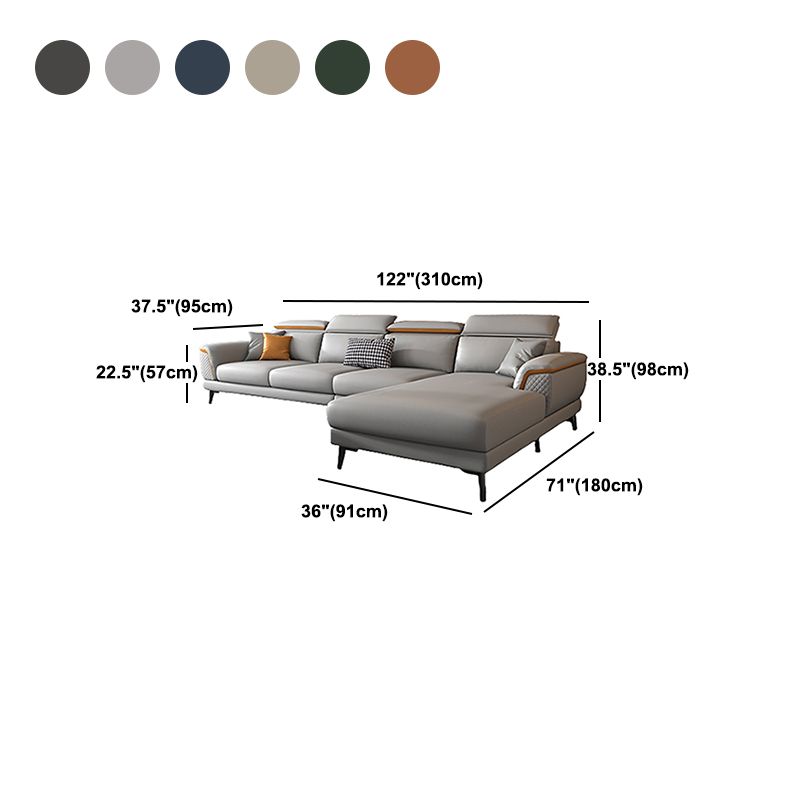 Modern 4-Seater Sectional with Adjustable Head Pillow and Pillow Top Arms