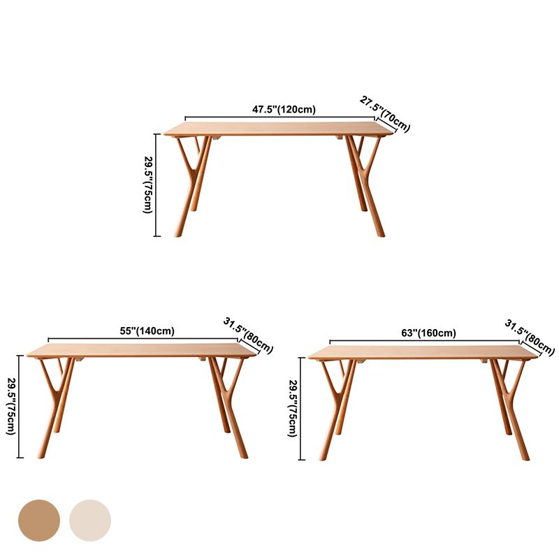 Mesa de comedor rectangular contemporánea, mesa de madera maciza con 4 patas para la cena de la cocina casera