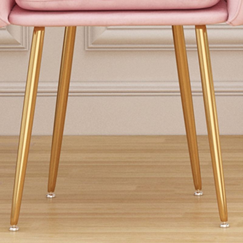 Glam Dining Arm Chair Solid Back Side Chair with 4 Metal Legs for Home Use