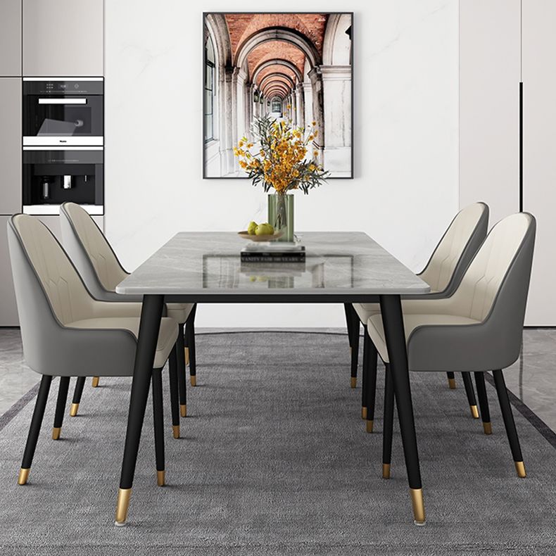 Nordic Style 1/4/5/7 Rectangle Dining Room Set with Leather Chairs