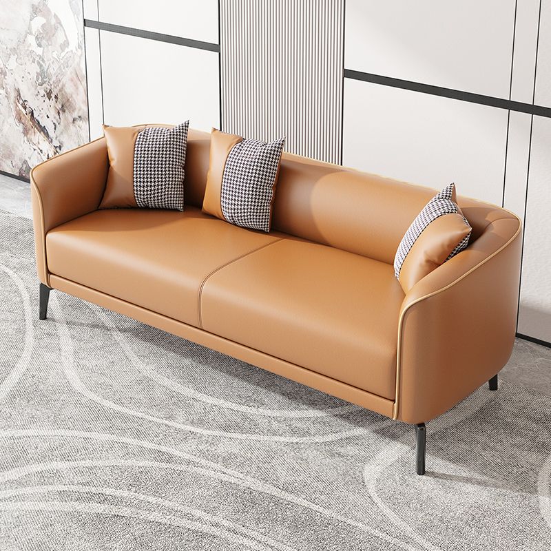 Modern 25.6 " H Faux Leather Tuxedo Arm Sofa for Living Room
