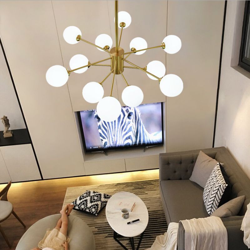 Stile moderno in vetro bianco illuminazione multi luci sfere a sospensione luce a sospensione