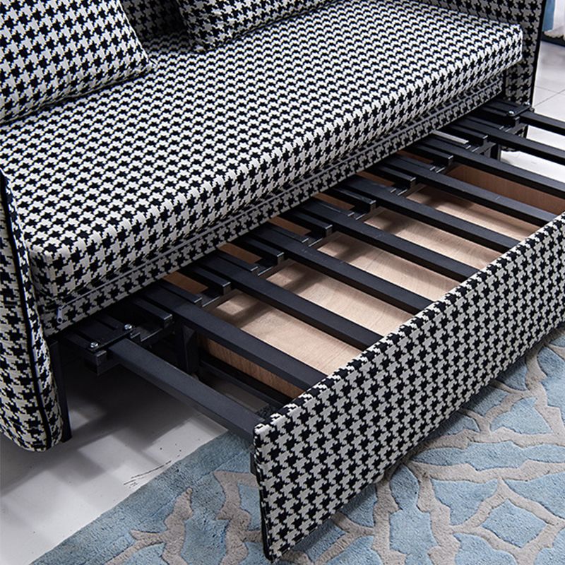 30.70" Wide Linen Convertible Sofa Storage Sleeper Sofa Bed in Black and White