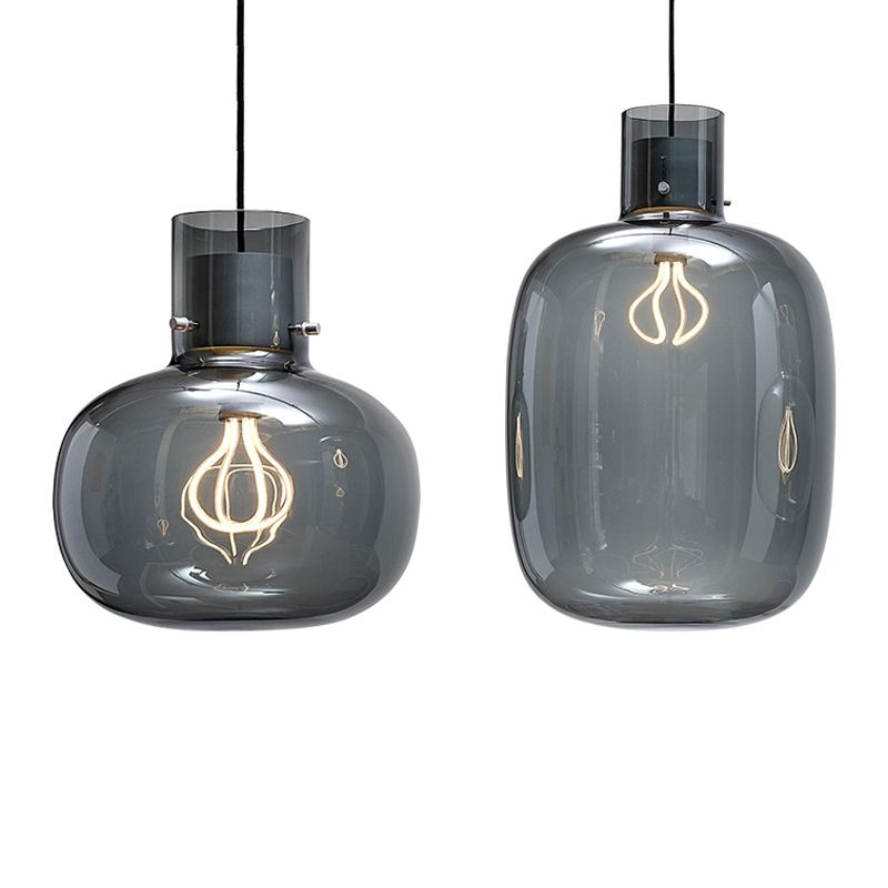 Glass Drum Pendant Light in Modern Creative Style Wrought Iron Hanging Lamp for Interior Spaces