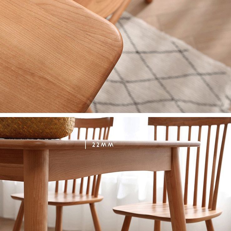 Mesa de comedor rectangular de madera de cerezo Mesa de madera moderna en la naturaleza con 4 patas