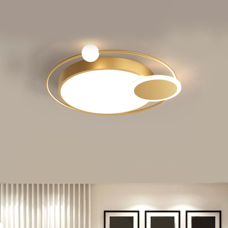 Round Ceiling Flush Mount Simple Acrylic Black/Gold LED Flush Light Fixture in Warm/White Light for Bedroom, 16.5"/20.5" W