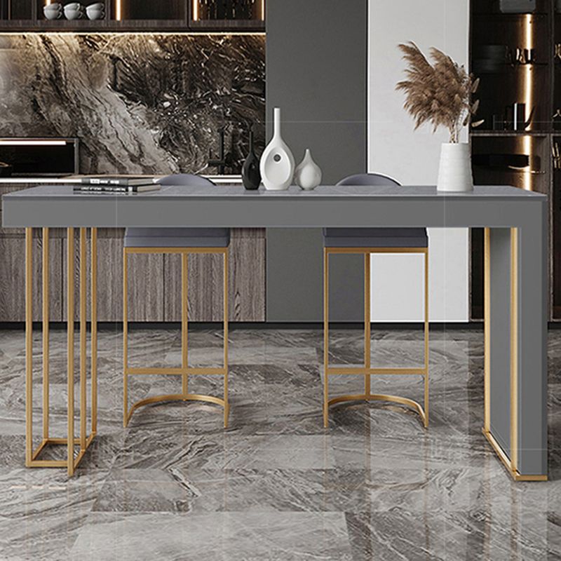 Glam Rectangle Stone Counter Table 1/3 Pieces Bar Table Set for Kitchen