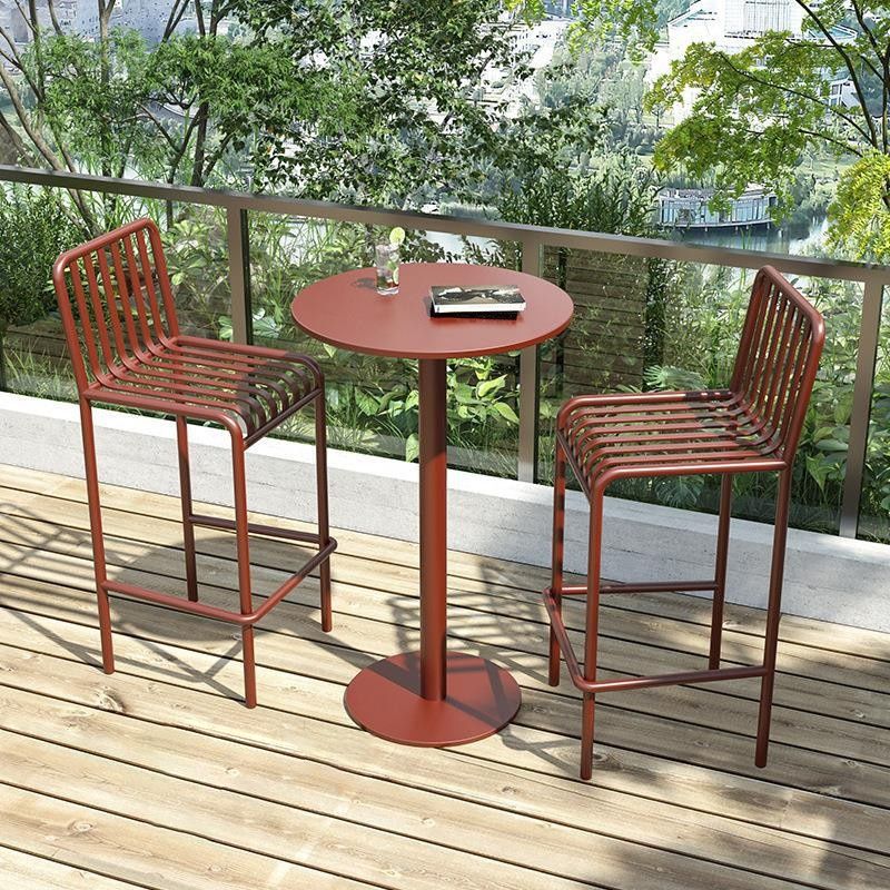 Modern Outdoor Bar Height Set 1/2/3/4 Pcs Metal Matte Finish Bar Set