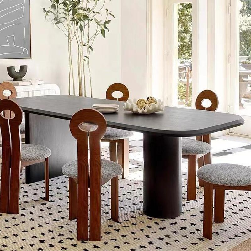 Modern Wood Dining Table with Double Pedestal Ellipse Table for Dining Room