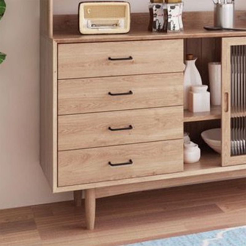 Contemporary Display Stand Solid Wood Glass Doors Dining Hutch