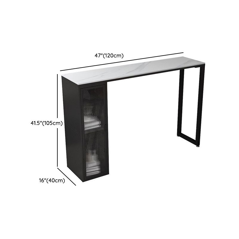 1/5 Pieces Modern Rectangle Sintered Stone Counter Table with High Stools