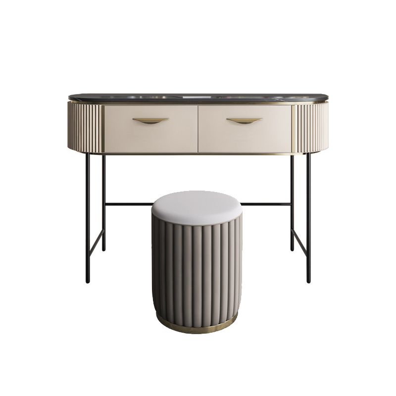 Modern 31.49 " H 2-Drawer Dressing Table Slate Top Vanity Stool
