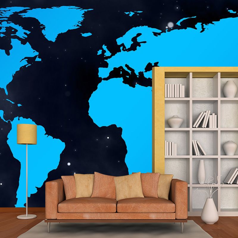 Modern Map Pattern Mildew Wall Mural Horizontalt for Living Room