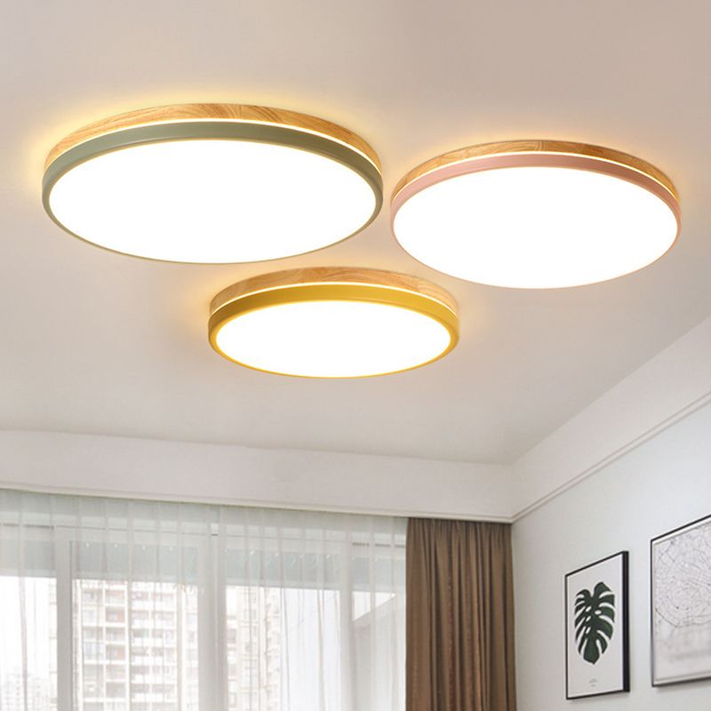Ultrathin Round Hallway Flush Light Fixture Acrylic LED Macaron Ceiling Mounted Lamp
