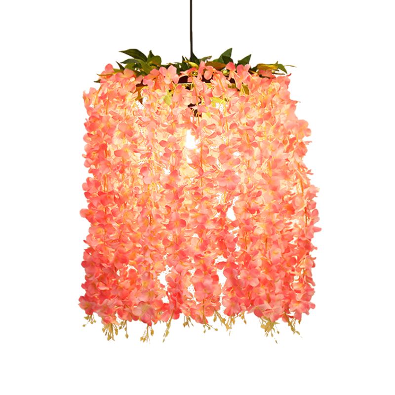 Posteo de suspensión de metal floral Antigua 1 cabezal de restaurante LED de techo LED en rosa