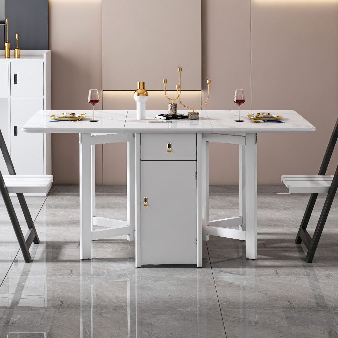 Foldable Sintered Stone Top Dining Table Modern Extendable Table with 4 Legs