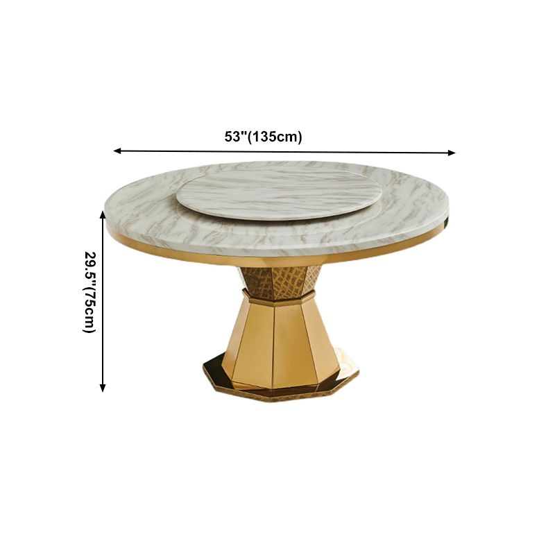 Glam Round Shape Marble Table Standard Kitchen Dining Table with Pedestal Base