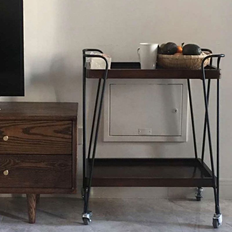 Modern Style Wood Prep Table 29.53"H Rolling Prep Table for Home Use