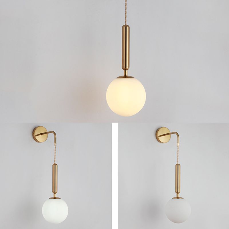 Spherical Glass Wall Mounted Lamp Minimalist Style Wall Mounted Light Fixture for Bedroom