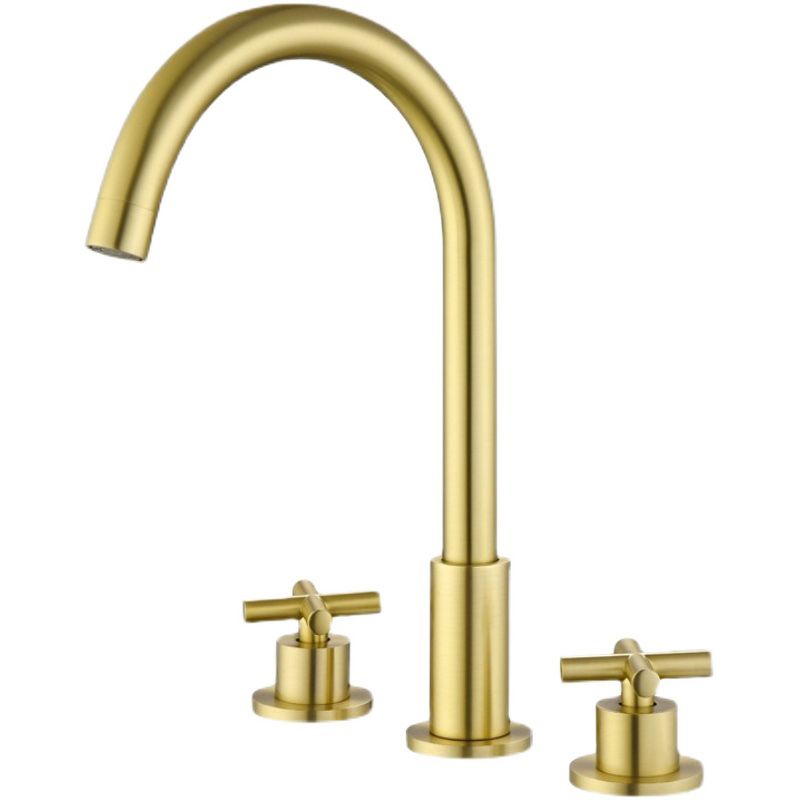 Luxury Lavatory Faucet 3 Holes Knob Handle Gooseneck Vanity Sink Faucet