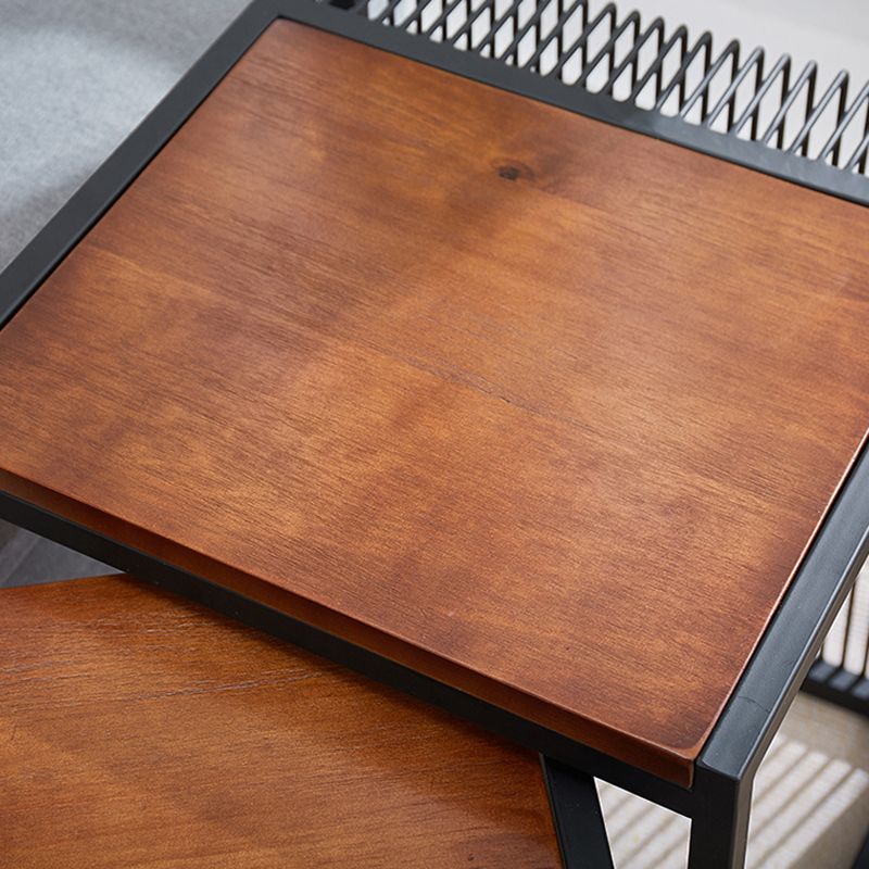 Frame 2 Nesting Coffee Table Iron & Solid Wood Cocktail Table Set
