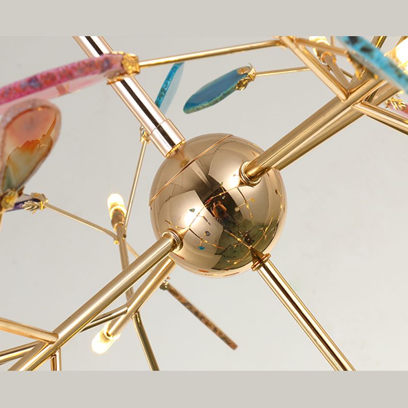 Metal Branch Hanging Light Kit Minimalistic Multi-Color Chandelier Light Fixture