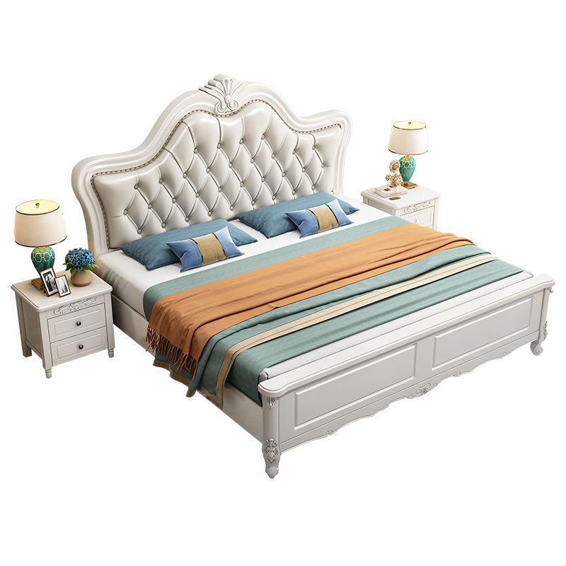 Victorian Solid Wood Standard Bed Headboard Bed Frame with Legs