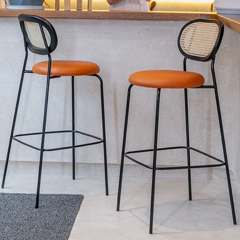 Low Back Dining Stools Contemporary Armless Bar Stools with Metal Base