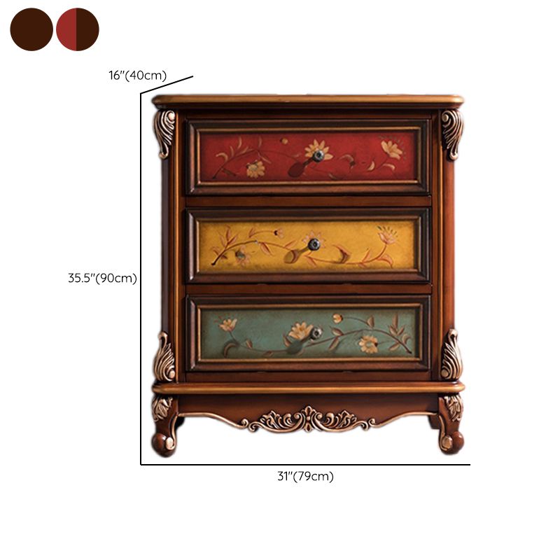 Traditional Wooden Storage Chest Bedroom Vertical Chest with Drawers