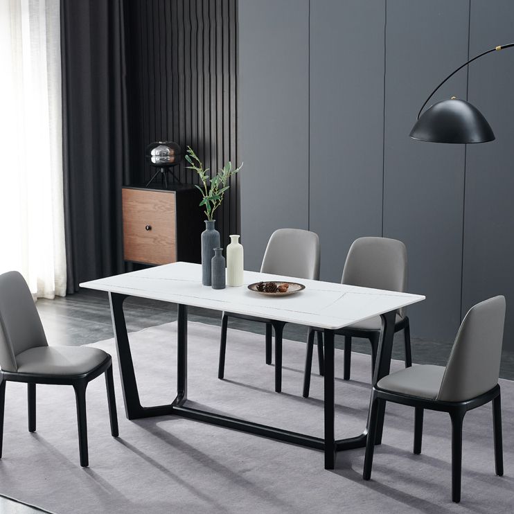 Chaise en cuir style contemporain Chaise sans accoudoirs en bois Parsons pour salle à manger